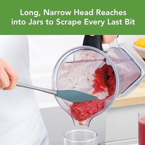 Jar Spatula Silicone Long Stainless Steel Handle Scraper Spatula Blue Slate (Blue Slate / Jar Scraper)