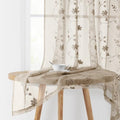Taupe Sheer Curtains 84 Inches Long 2 Panels Beige Embroidered Floral Pattern Semi Sheer Window Curtains for Bedroom Living Room (52"W x 84"L (Pack of 2) / Taupe/Beige)