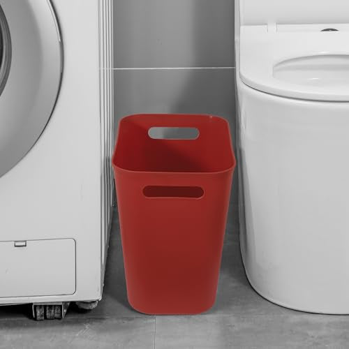 Plastic Small Bathroom Trash Can Wastebasket (Red / 3.5 Gallon)