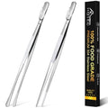 Kitchen Tweezers Stainless Steel Cooking Tweezers 2 Pcs (Silver with Hook)