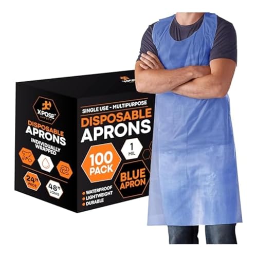 48000 Pack Blue Plastic Disposable Bulk Aprons (Blue)