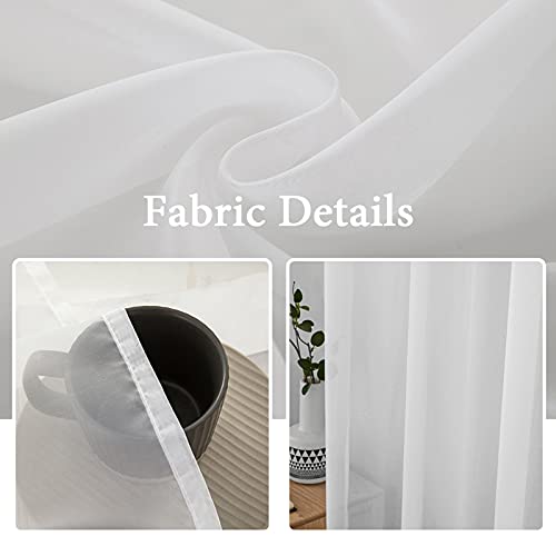 2 Panels White Sheer Curtains for Living Room 54 X 108 Inches (White / 54"W x 108"L (Pack of 2))