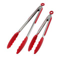 2 Pack Silicone Kitchen Tongs (Red)
