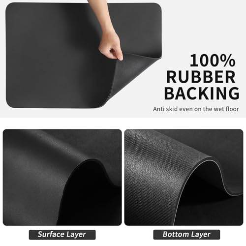 Coffee Mat Absorbent Hide Stain Rubber Backed Dish Drying Mat for Kitchen Counter (Black / 12" x 19")