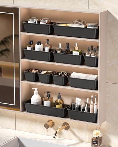 25 PCS Plastic Drawer Organizers Set (Black)