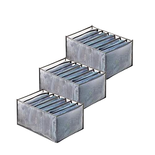 Wardrobe Clothes Organizer (Grey / 3 Jeans Grid)