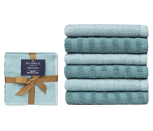 Bumble Premium Dish Cloths 13"x13" (Aqua / Dish Cloths - Mixed Styles (6 Pack))