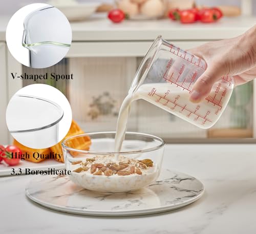 3 Piece Glass Measuring Cup Set (1/2Cups/1Cups/2Cups Measuring Cup Set)