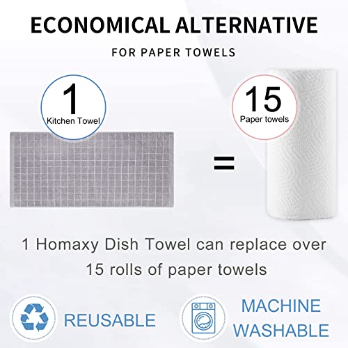 100% Cotton Terry Kitchen Towels (White and Light Grey / 13 X 28 - 4 Pack)