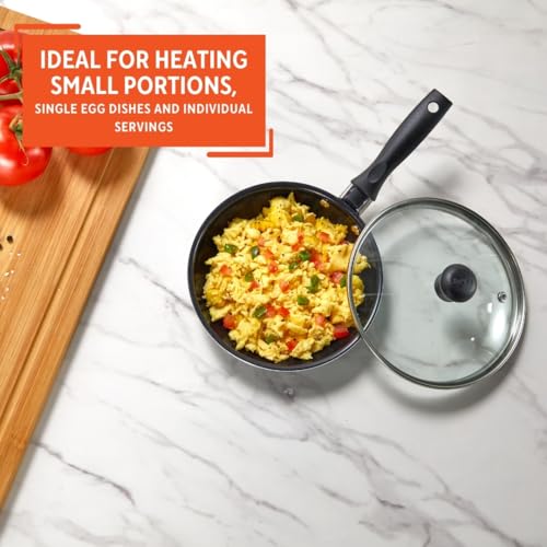 6.3 Inch Aluminum Ceramic Egg Pan with Glass Lid (Black)