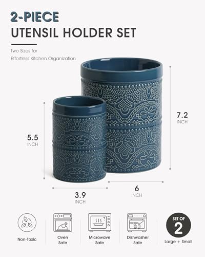 Kitchen Utensil Holder (2Pcs Grayish Blue)