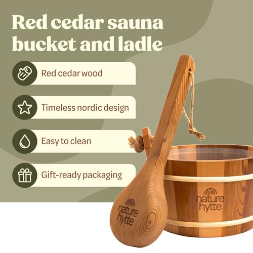 Red Cedar Sauna Bucket and Ladle Set 4L (4L (1 Gallon))
