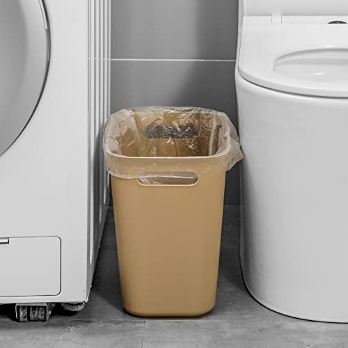 Plastic Small Trash Can Wastebasket (Khaki / 3.5 Gallon)