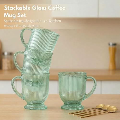 Green Glass Coffee Mugs Set of 4 (Green / Set of 4)