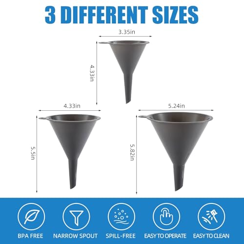 Plastic Kitchen Funnel Set of 3 (Gray)