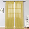 Gold Sheer Curtains 96 Inch Length 2 Panels Set (Yellow / 42"W x 96"L (Pack of 2))