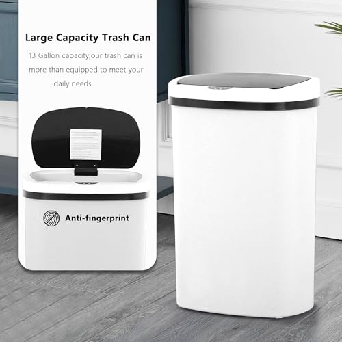 13 Gallon 50 L Kitchen Trash Can with Lid (White / 3 Trash Can)