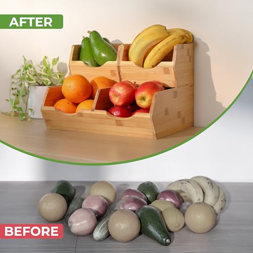 Bamboo Pantry Storage Bins (Medium ( 3 Pack ))