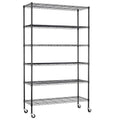 6 Tier Wire Shelf with Wheels (Black / 45"W x 18"D x 82"H)