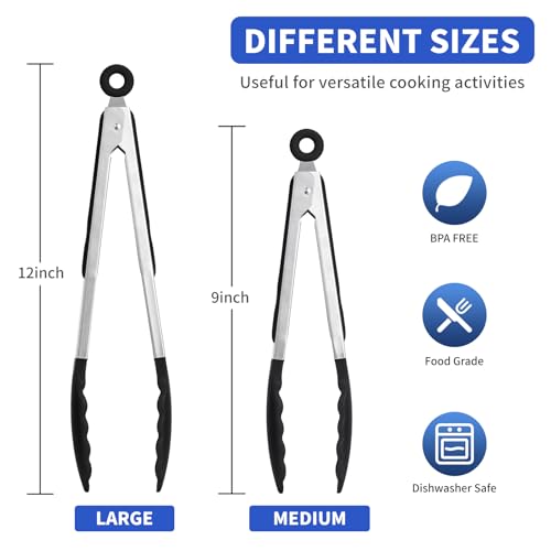 Kitchen Tongs (Black / 9 Inch)