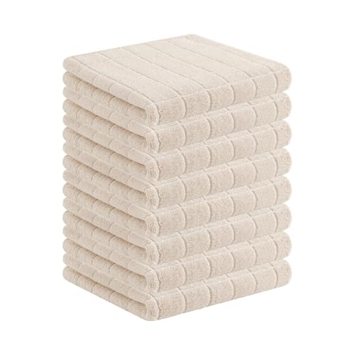 100% Cotton Terry Kitchen Towels (Beige / 13 X 28 - 8 Pack)