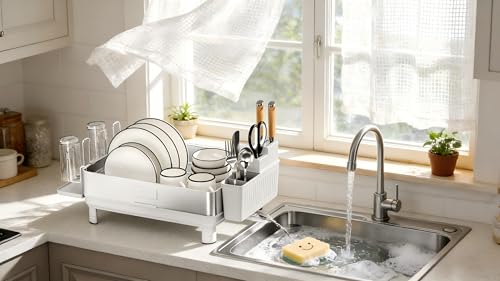 Dish Drying Rack (B-white 1-tier 22.8''x12.6'')