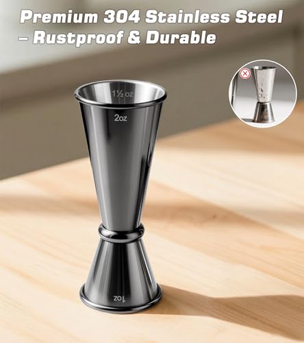 Stainless Steel Cocktail Jiggers (1 Pack-A / Black)
