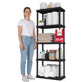 Plastic Storage Shelves (Black / 5 Tier | 12"D x 24"W x 64"H)
