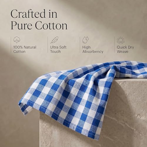 Kitchen Towels Cotton Dish Towels 20”x30” (20" x 30" (Set of 6) / 016 Blue/White - Check)