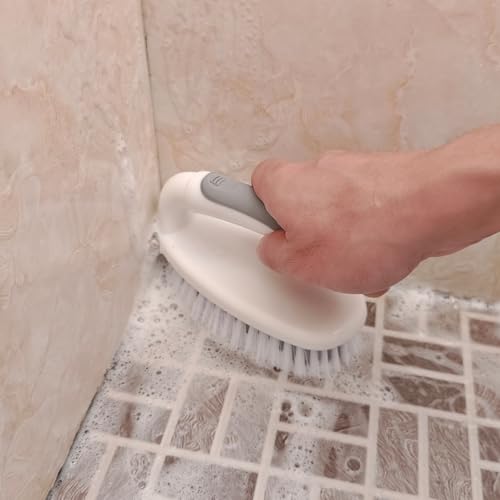 Heavy Duty Scrub Brush with Stiff Bristles 2 Pack Gray (Gray)