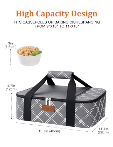Casserole Carrier Bag (Stripes Grey / 15.7 x 11.4 x 4.7inch (Single Layer))