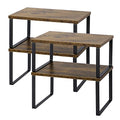 Kitchen Cabinet and Counter Shelf Organizer (11.7''W / Black + Rustic Brown)