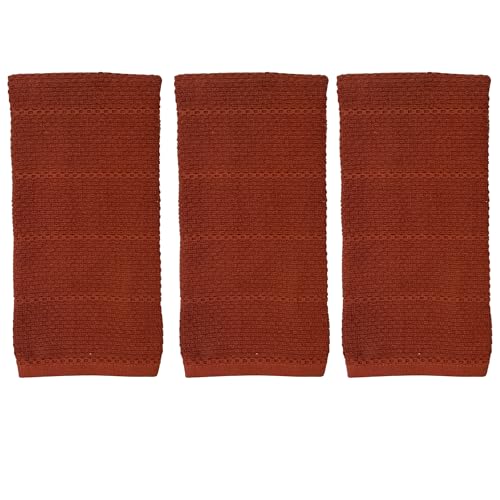 Cinnamon Maroon Rust Kitchen Dish Towels (Cinnamon Textured)