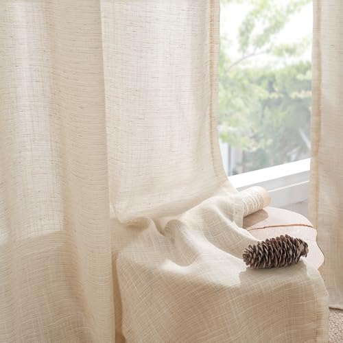 Natural Linen Curtains 72 Inches Long for Bedroom Windows (Natural / 52"W x 72"L (Pack of 2))