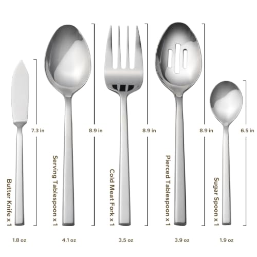 Cube 65 Piece Forged Stainless Steel Flatware Set Cutlery Set with Utensil (Silver / 65 pieces for 12)