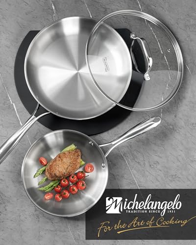 Stainless Steel Frying Pan Set with Lid (8-10-Inch)