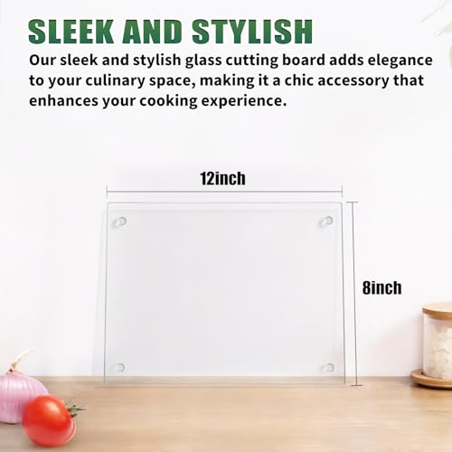 Tempered Glass Cutting Board for Kitchen Counter (12"x8" Clear)