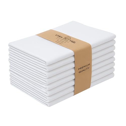 Flour Sack White Kitchen Towels 100% Cotton Highly Absorbent Dish Towels for Bread Proofing Baking Drying Dinnerware Glass Embroidery DIY Projects Zero Lint 27x27 Inches (27" x 27" (Set of 8) / 006 White)