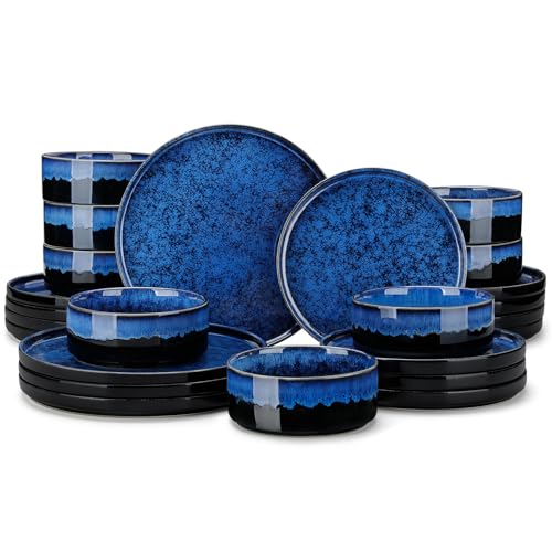 Starry Plates and Bowls Sets for 8 (24 Pieces(service for 8) / Blue)