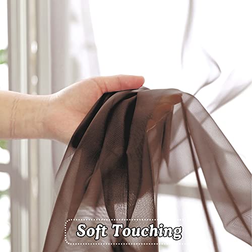 Brown Sheer Curtains 108 Inches Long (Chocolate / 42"W x 108"L (Pack of 2))