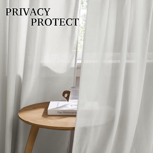 Sheer Curtains 108 inches (H - Grey / 52"W x 108"L (Pack of 2))