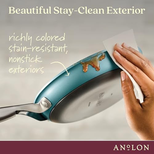 Achieve Hard Anodized Nonstick Cookware Pots and Pans Set (Cookware Set (9 Piece) / Teal)