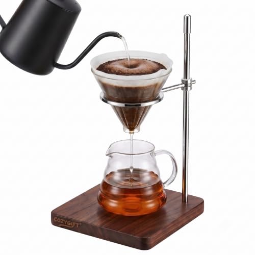 Pour Over Coffee Maker Stand with American Black Walnut Base (Black Walnut)