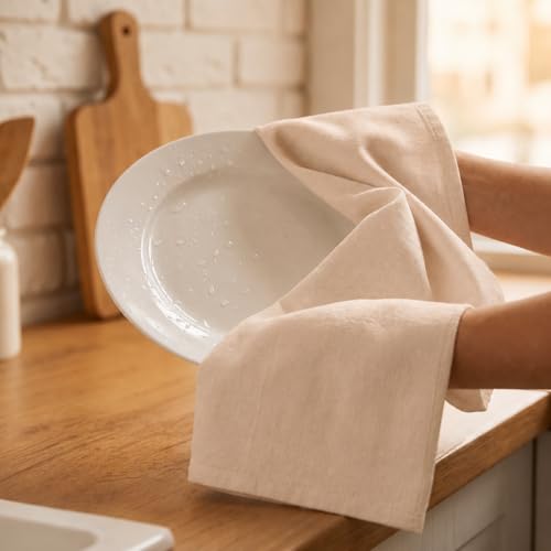 Kitchen Towels Cotton Dish Towels 20”x30” (20" x 30" (Set of 6) / 097 Beige)