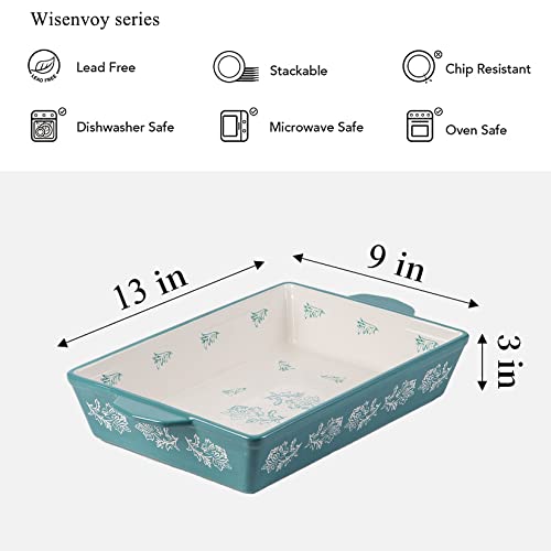 Casserole Dish Baking Dish Ceramic Lasagna Pan Bakeware Sets Baking Dishes 13x9 Baking Dish Baking Dish Set (Turquoise)