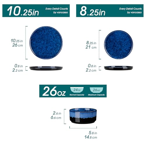 Starry Plates and Bowls Sets (12 Pieces(service for 4) / Blue)