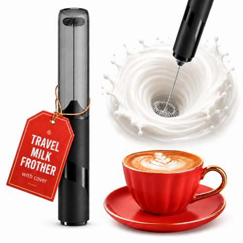 Portable Milk Frother Handheld (Glossy Black)