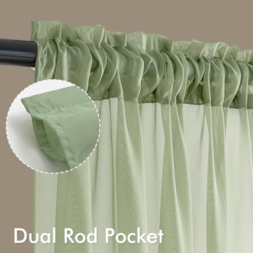 Sage Green Sheer Curtains 84 Inches Long 4 Panels 54 x 84 Inches (54"W x 84"L (Pack of 4) / Sage Green)