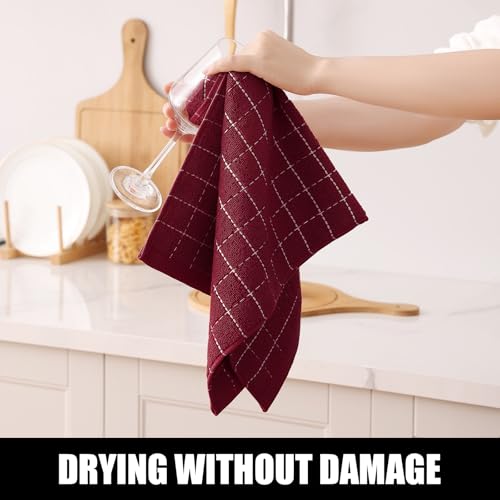100% Cotton Terry Kitchen Towels (Burgundy Red / 13 X 28 - 8 Pack)