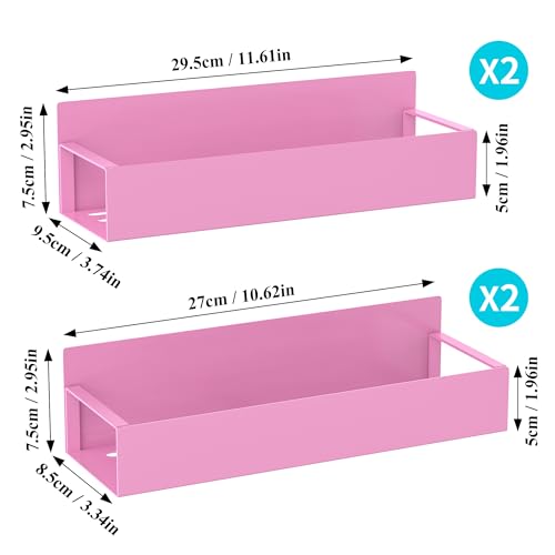 Metal Magnetic Spice Rack for Refrigerator Pink (4 Pack / Pink)